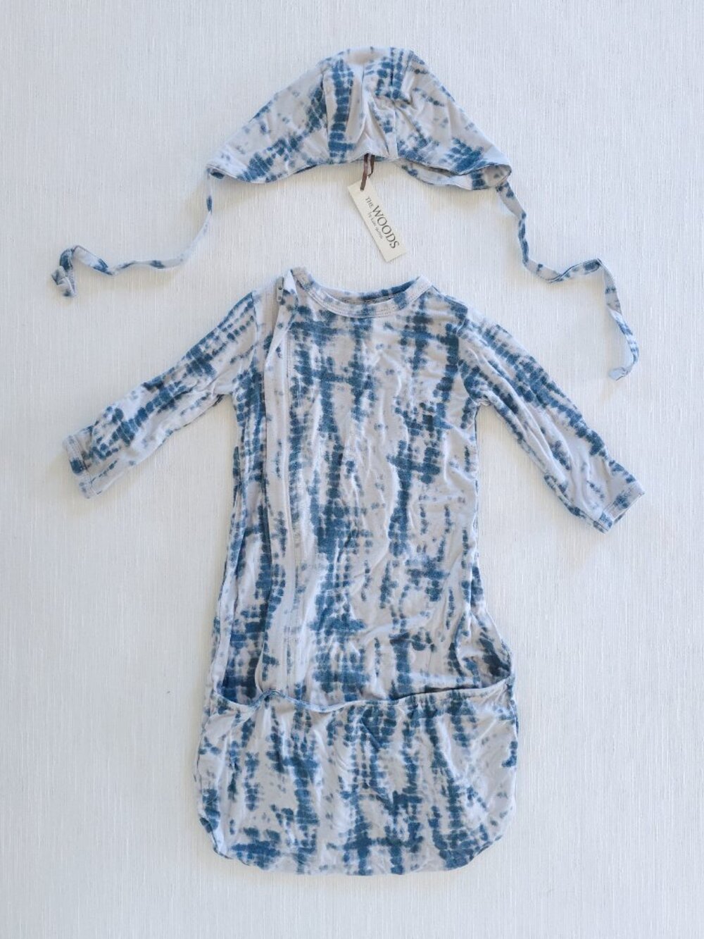 Kate Quinn The Woods Blue Shibori Zip Sleeper Sack 0-3 Months with Flight Hat